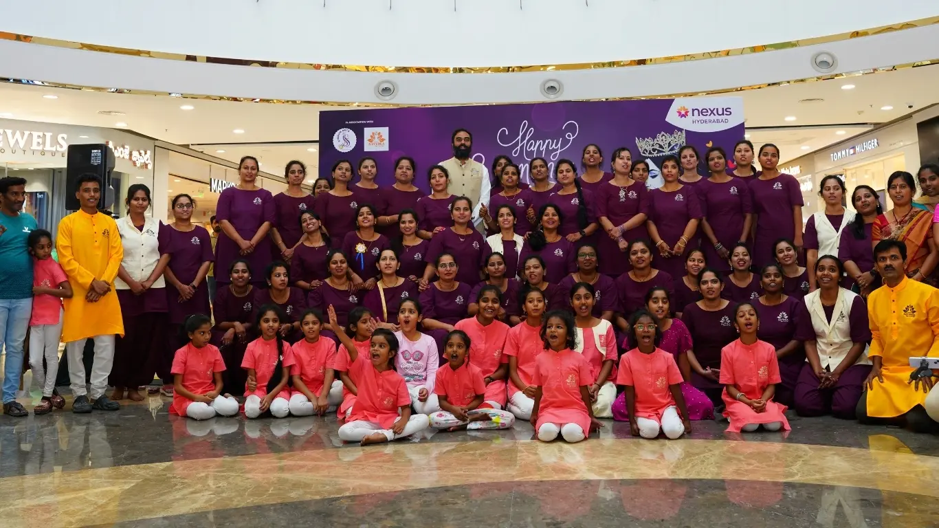 Navyoga Women's Day event — 100+ practitioners at Nexus Mall Hyderabad
